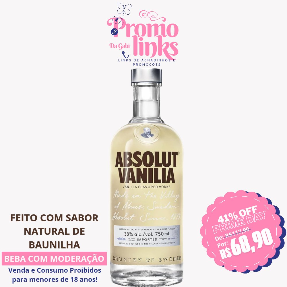 promolinksdagab's tweet photo. [🚨] OFERTA AMAZON PRIME DAY

🥃 Vodka Absolut Vanilia - 750 ml
🏷 Com -41% de Desconto!

De: R$ 117,90
Por: R$ 68,90

➡️ COMPRE AQUI:
https://t.co/lFl6d697b4 https://t.co/CDDKxUVCLK