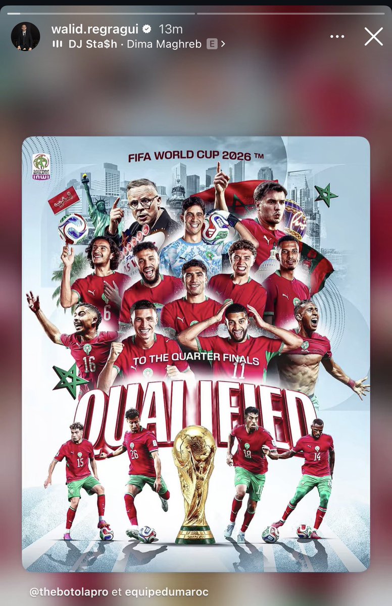 FRMFXtra's tweet photo. 📲 Walid Regragui sur IG :

🇲🇦❤️ https://t.co/0oyo7BSx7V