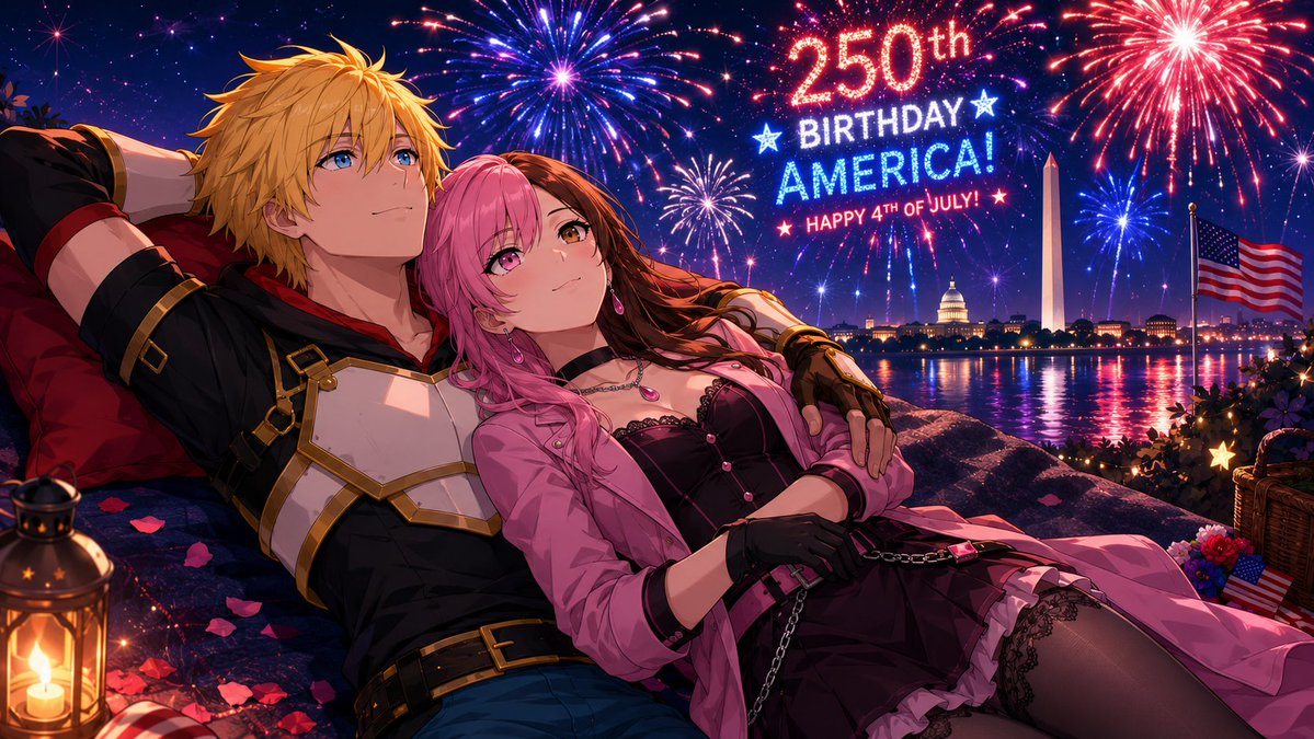 DragonTank1400's tweet photo. Jaune and Neo watching fireworks together. Happy 250th birthday America. #rwby https://t.co/rt2lPUwkiB