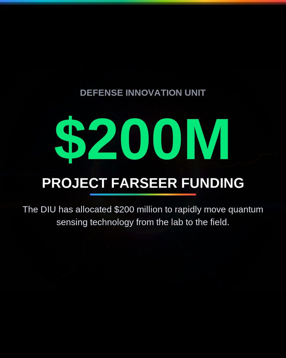 VibedeskDev's tweet photo. The Pentagon's DIU just launched Project Farseer, a $200M push to fast-track dual-use quantum sensing and timing hardware from the lab to the field. This initiative aims to operationalize mature atomic and solid-state architectures. #QuantumSensing #NationalSecurity #DeepTech https://t.co/dH25bLb7LP