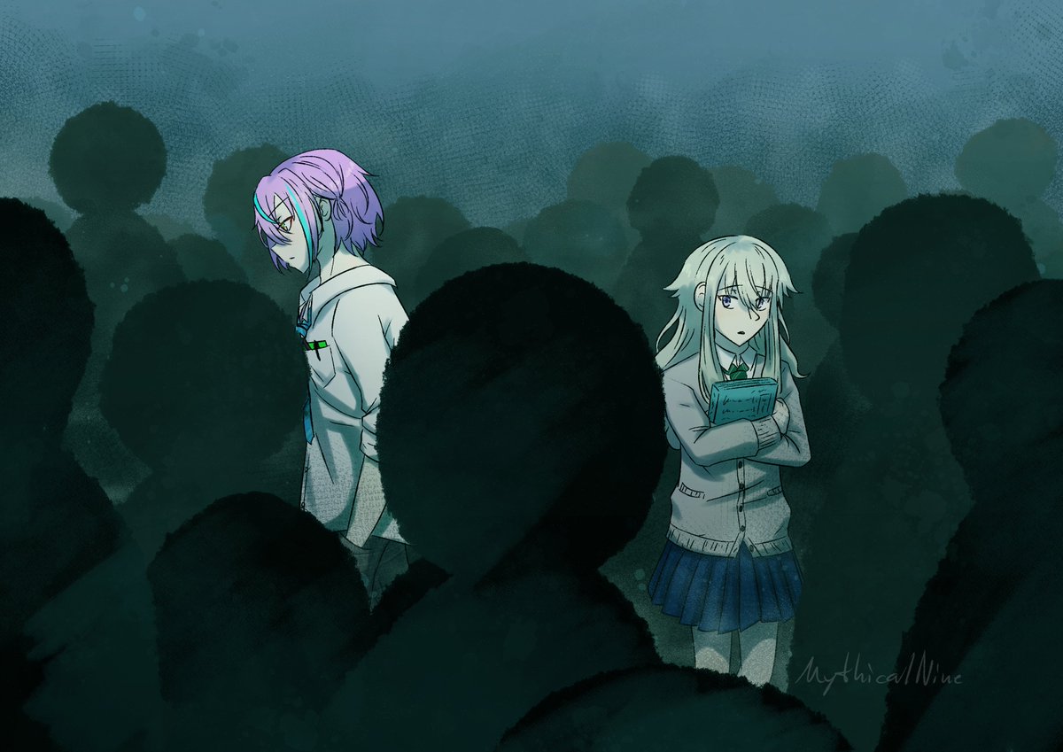 MythicalNine's tweet photo. #RuineneWeek2026 - Day 4: Middle school/Guilt 
ohno unaddressed elephants 
#類寧々 #ruinene https://t.co/DdeHCB6s2W