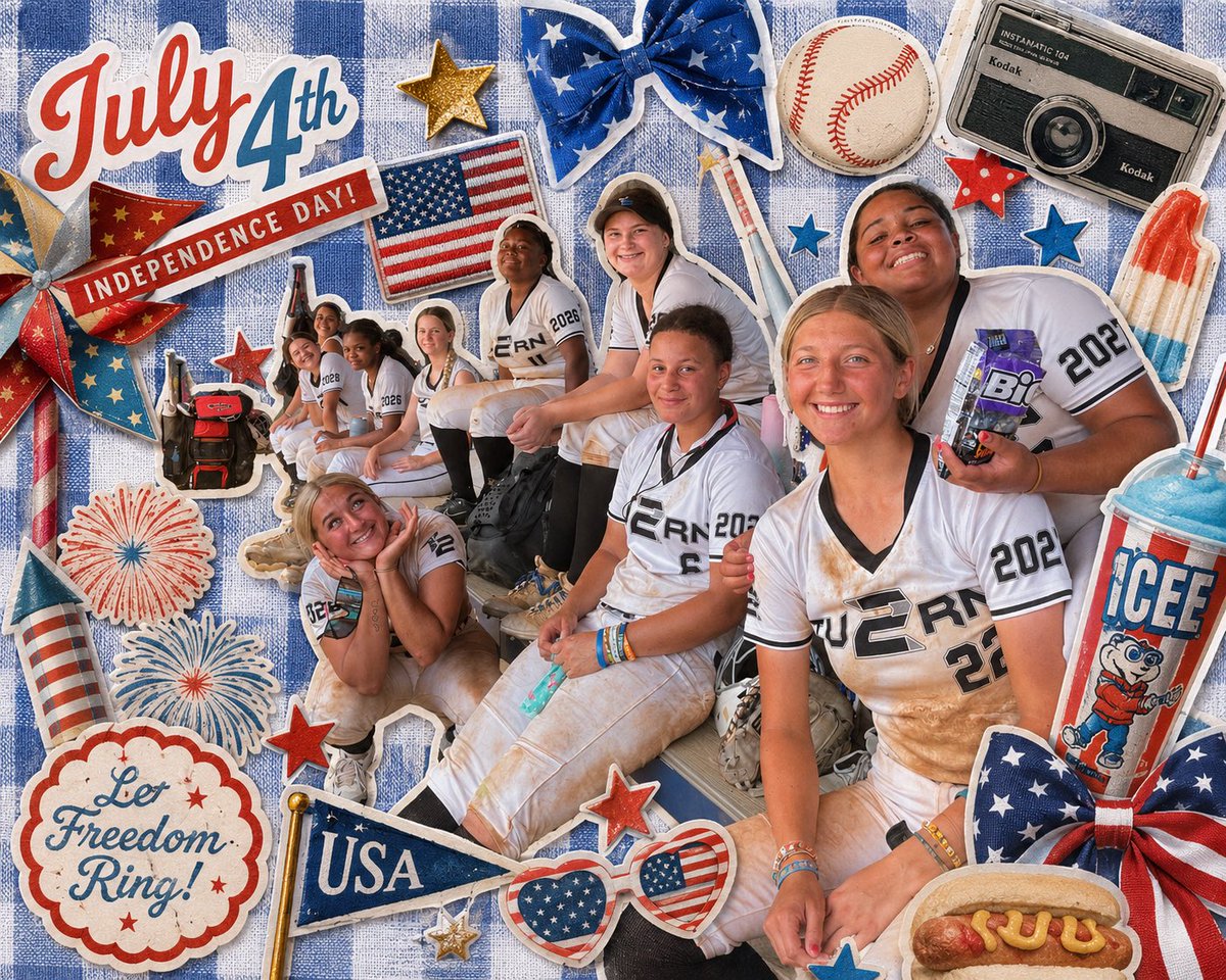 Turn2Showcase18's tweet photo. Happy 4th of July everyone 🇺🇸❤️🤍💙
Grateful for this team, summer softball memories, and all the fun along the way 🥎✨ Hope everyone has a safe and amazing holiday filled with family, friends, and fireworks 🎆 #FourthOfJuly #SoftballFamily #USA https://t.co/YoSAJDw98a