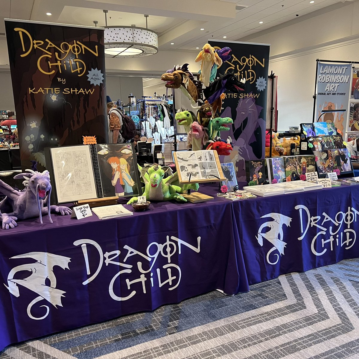 DragonChildKS's tweet photo. We spread out to two tables.  You can find us at BayCon all weekend!  Happy 4th of July, everyone! https://t.co/AintgdVIv4