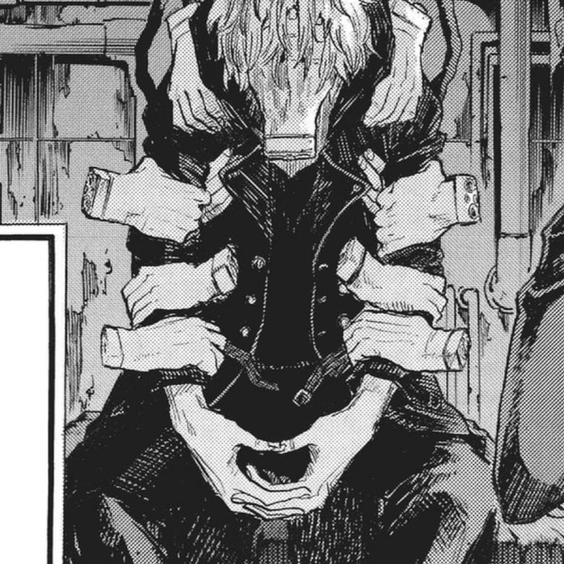 56parfaits's tweet photo. I don't like when fics say Tomura could kill himself using his Quirk. There's instances in the manga where he scratches using 5 fingers, or he just holds his hands together https://t.co/M3TzfxxKHg