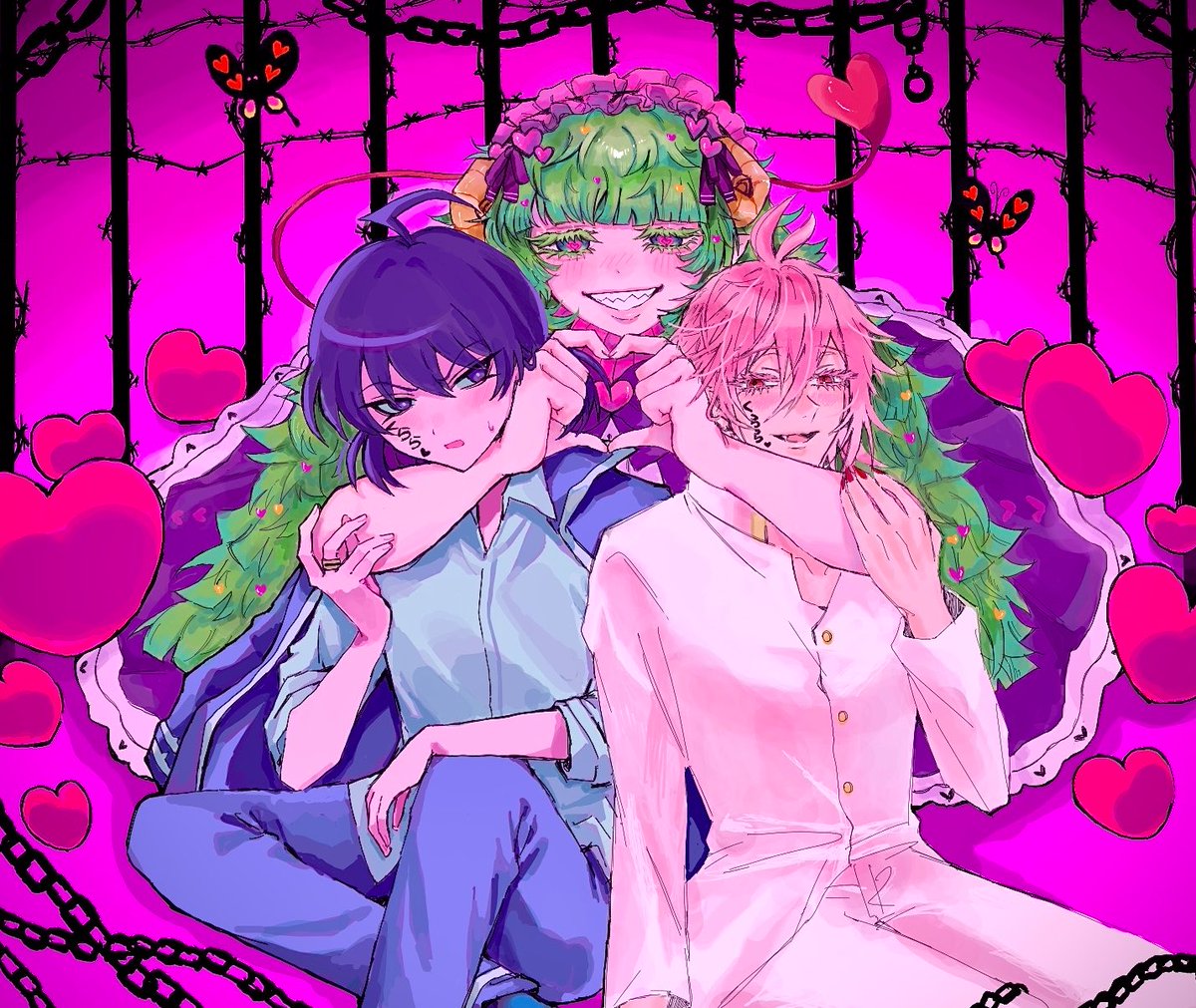 a6x_1's tweet photo. 悪周期入間軍 絵チャ合作感謝です😿💖✨✨️ https://t.co/S8ho9fTEvP