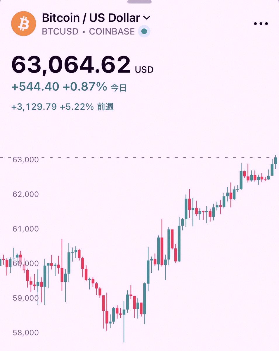 gorgeousjared's tweet photo. Breaking news 🎉 Bitcoin just shot past $63,000! 🚀 https://t.co/XMqhuJUQMU