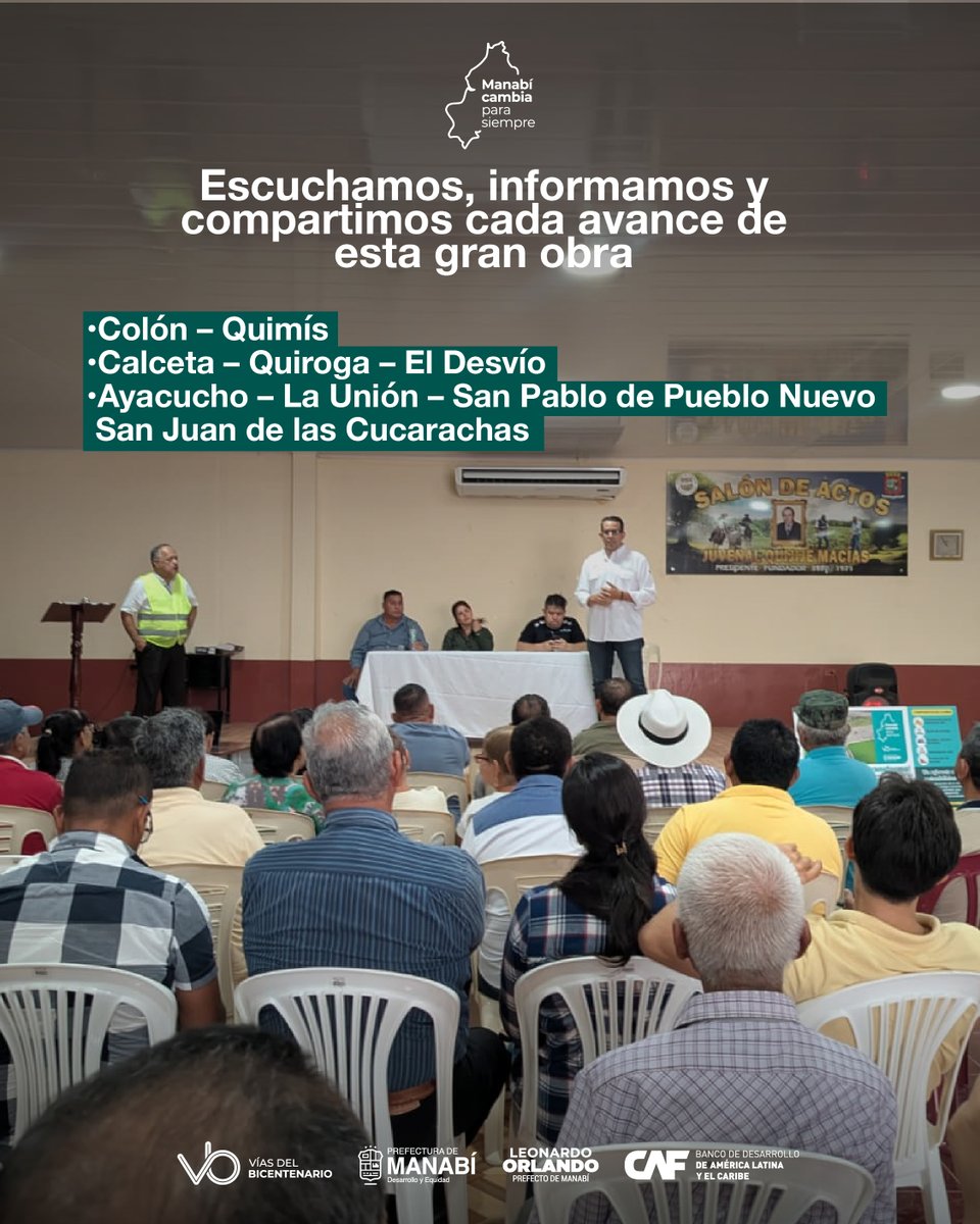 vdebicentenario's tweet photo. ¡Escuchamos a la comunidad! En cada Asamblea Informativa compartimos los avances de las Vías del Bicentenario, resolvemos inquietudes y fortalecemos el diálogo con quienes serán los protagonistas y beneficiarios de esta histórica transformación vial.

@Leoorlandoa  @AgendaCAF https://t.co/gzyvlLm1Vy