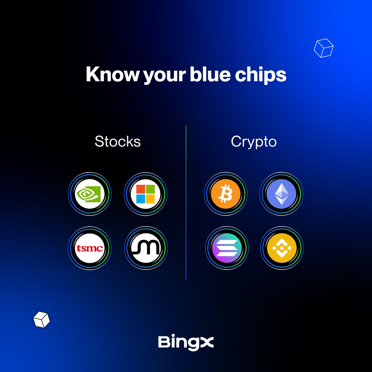BingXOfficial's tweet photo. blue chips existed before crypto

now they just trade 24/7 🕣 https://t.co/n2z2nfpwCg