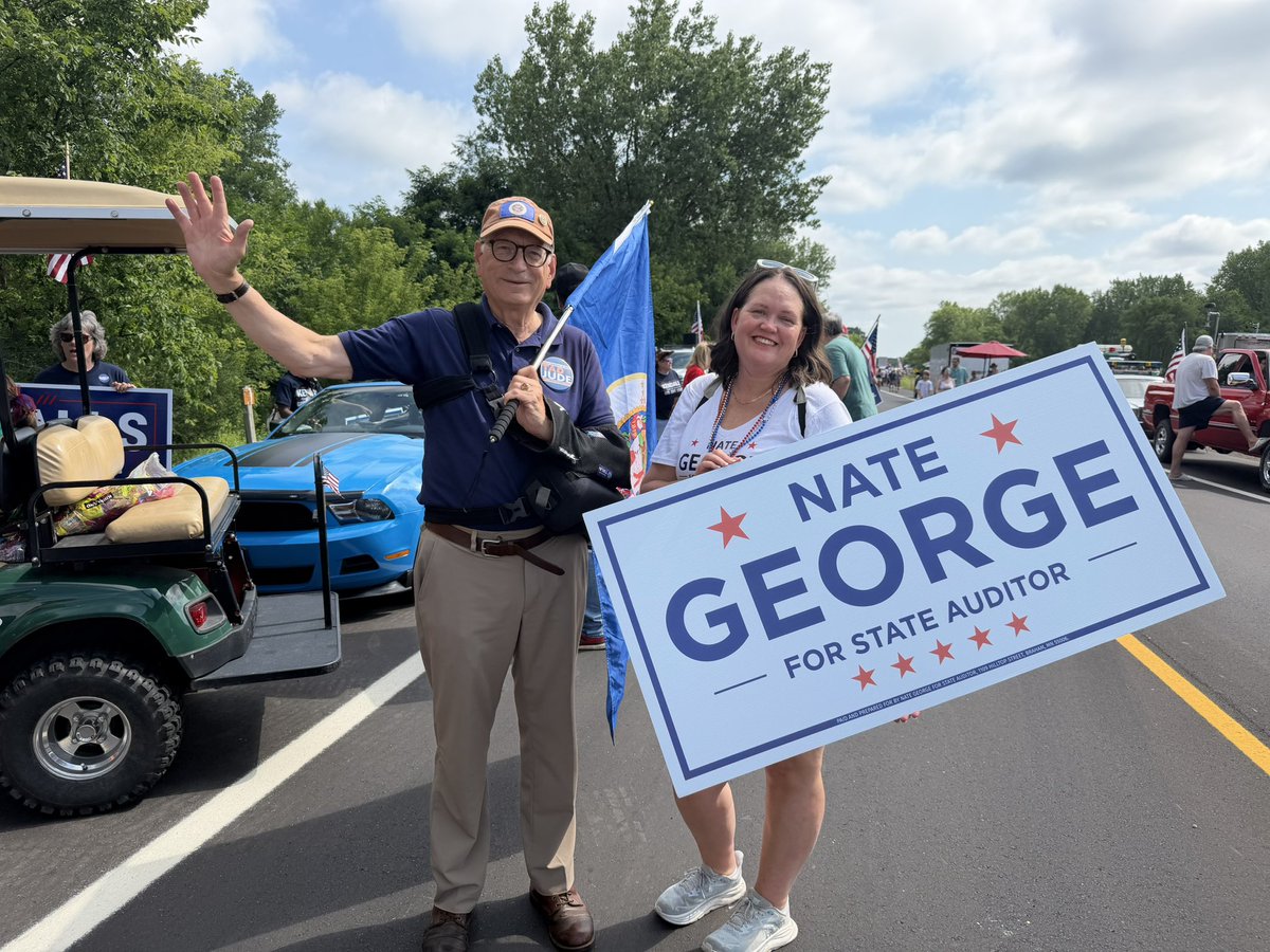 JenDeJournett's tweet photo. Fun day supporting my friend @NateGeorgeMN - spreading the word why #TheWatchdog 🐾 is the right leader to be MN next State Auditor #HappyJuly4th 🇺🇸 #ProtectTaxpayers #VoteNate https://t.co/duaDezEP6k