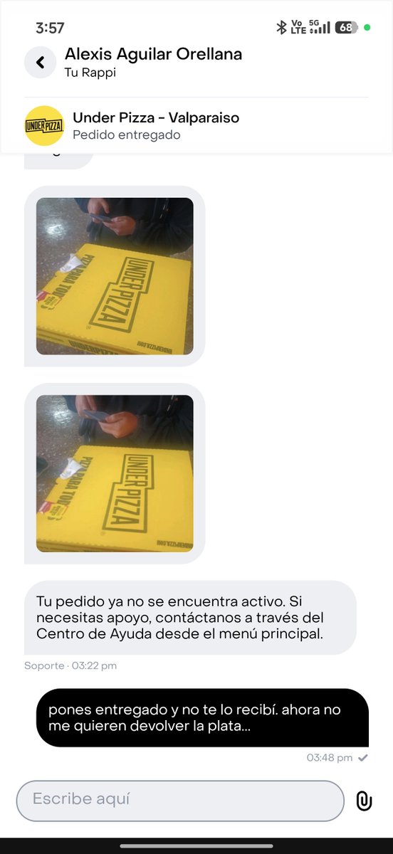 Lord_Viertel's tweet photo. "@RappiChile me cobró $20.000 por un pedido que el repartidor no entregó. Su chat de soporte cerró el caso arbitrariamente y me bloqueó la opción de apelar. Necesito mi reembolso ahora." https://t.co/ElPwvw0SnS