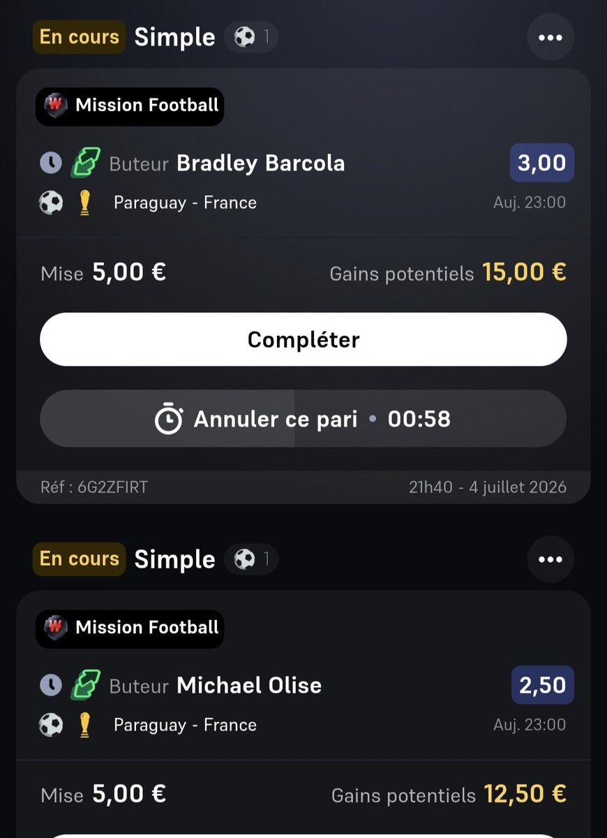 ValueBet3's tweet photo. J ai pris la passe dé d'Olise a 0,4% avec sub inclus + prolongations sur BET365. Et j ai mis 3x5€ sur des buteurs 🇨🇵 avec sub pour le défi WINAMAX 😁⚽️🔥 https://t.co/hbNkRiPRWs