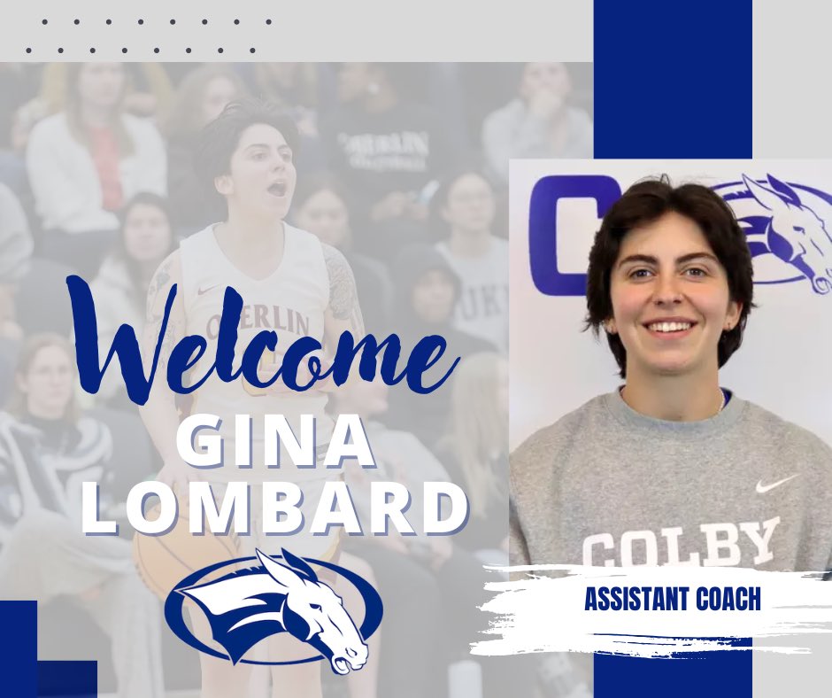 ColbyWBB's tweet photo. Welcome to the Colby Women’s Basketball family, Gina Lombard! 🐴💙

A former Oberlin standout, Gina brings great energy, passion, and experience to our program. We’re excited to have her on Mayflower Hill!

Welcome, Coach! 🏀 #GoMules https://t.co/hJqY1avahn