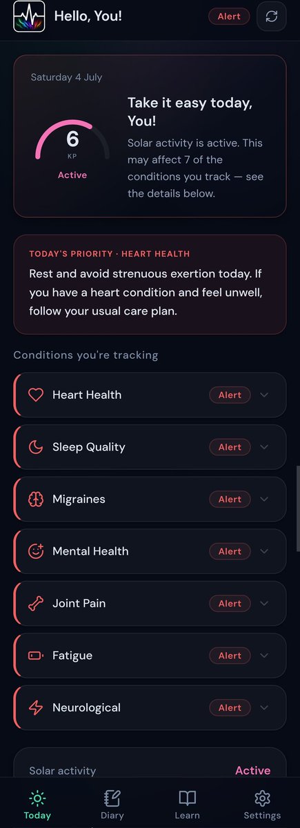AuroraSpace_App's tweet photo. It's a stormy day here on Earth!

Hold onto you heads, care for you heart, and drink lots of water.

And if it gets too much, contact a health professional.

#spaceweather #hearthealth #migraines #clusterheadache #solarstorm #Kpindex

https://t.co/6XlDKNeGWh https://t.co/oAjFkKSpKa