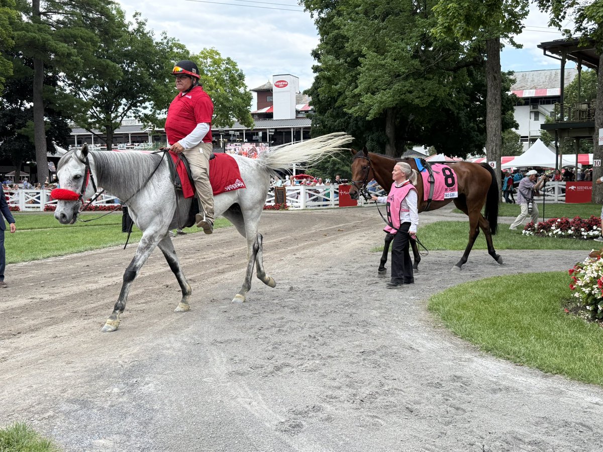 Steve_Byk's tweet photo. Great scene in the @Saratoga1863 paddock for the @BelmontPark1905 Oaks, the first G1 of the season with star spangled @acacia_clement &amp; @MaggieWolfndale, @WilliamBuickX &amp; Team @godolphin, resplendent @TeamForster1 and favored Abashiri.. https://t.co/U6tL3at4Rv