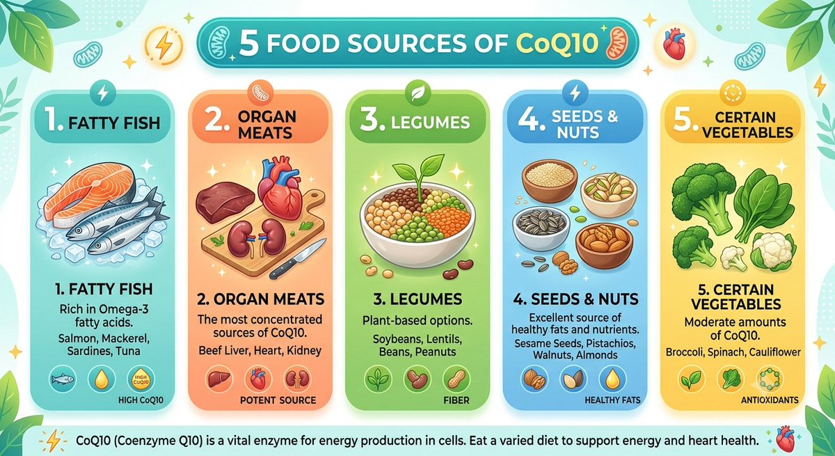 KristenJakobitz's tweet photo. Statin medications or general aging can deplete CoQ10, a vital coenzyme for cellular energy. If you're experiencing mysterious muscle soreness and extreme fatigue after workouts, talk to your doctor about checking your CoQ10 levels.
#HealthTips #CoQ10Foods #FatigueFix https://t.co/WrGDu0Q1hY