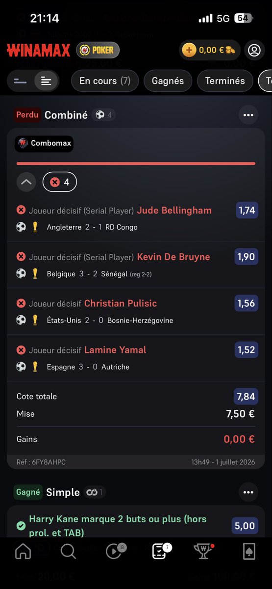 Maximek954's tweet photo. @WinamaxSport Bonsoir, je n’ai pas eu le remboursement en freebet avec le combomax, pouvez vous rectifier svp 
Pseudo: 1Maxdeflouz https://t.co/c2JR1PimTO