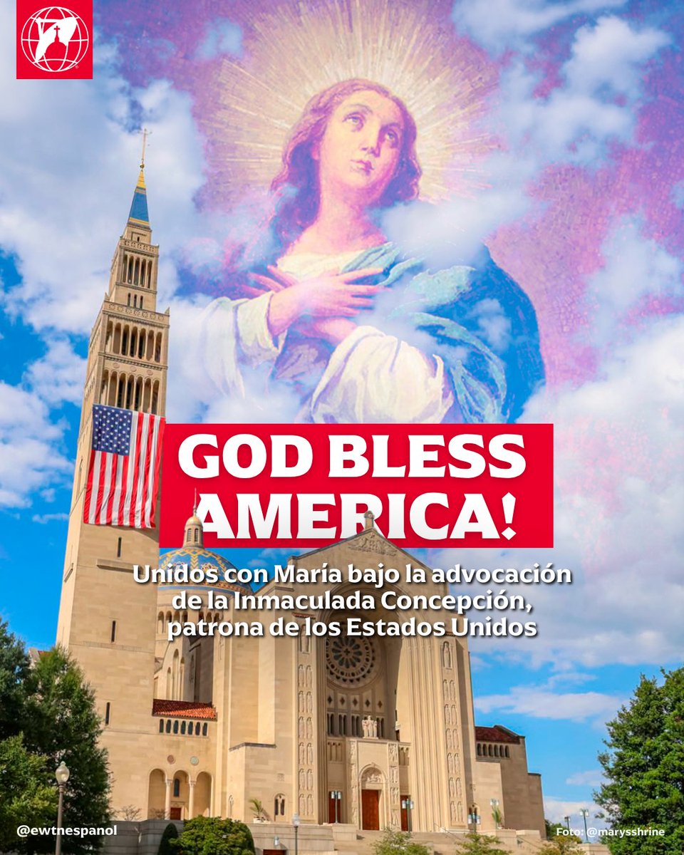 EWTNespanol's tweet photo. God bless America!
¿Sabías que la Inmaculada Concepción es la patrona de los Estados Unidos? María, bajo la advocación de la Inmaculada Concepción, ha sido patrona de los Estados Unidos desde mediados del siglo XIX. Pero su protección a la nación se remonta a sus orígenes.

Una de las primeras iglesias católicas en lo que hoy son los Estados Unidos fue dedicada a la Inmaculada Concepción en 1584: la actual Basílica de la Inmaculada Concepción, en Jacksonville, Florida.

Vía @EWTNews