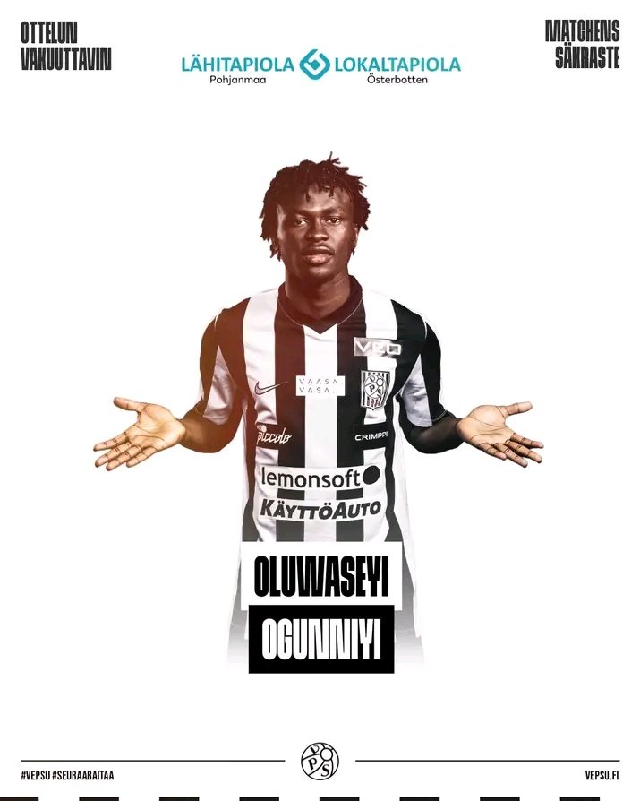 9jaPlayersNews's tweet photo. 🚨🚨 Oluwaseyi Ogunniyi (19, RWB) 🇳🇬 scores his first senior career goal for Vaasan Palloseura #VPS in Finland 🇫🇮

#9PN @VPS1924 https://t.co/a9065w2gaW