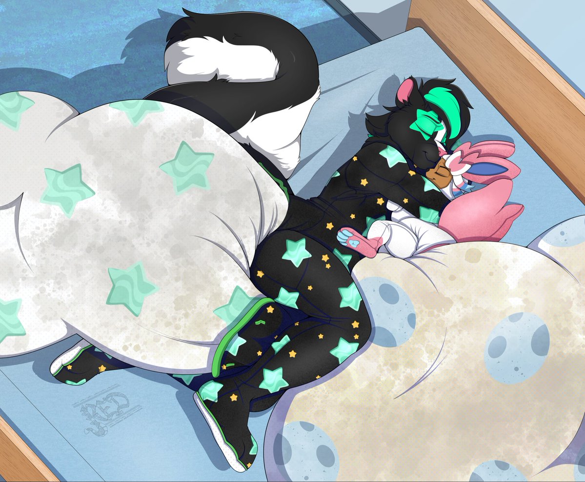 AllIHearIsMeep's tweet photo. CW: Bedmessing, Diaper
Art by PaddedRedDragon
Meep and Avery went to bed in their favorite jammies, completely aware of just how backed up they both were. It was more fun to do it snuggling with someone, hugging the other’s mess right out of them~ https://t.co/lyIOJJh9XJ