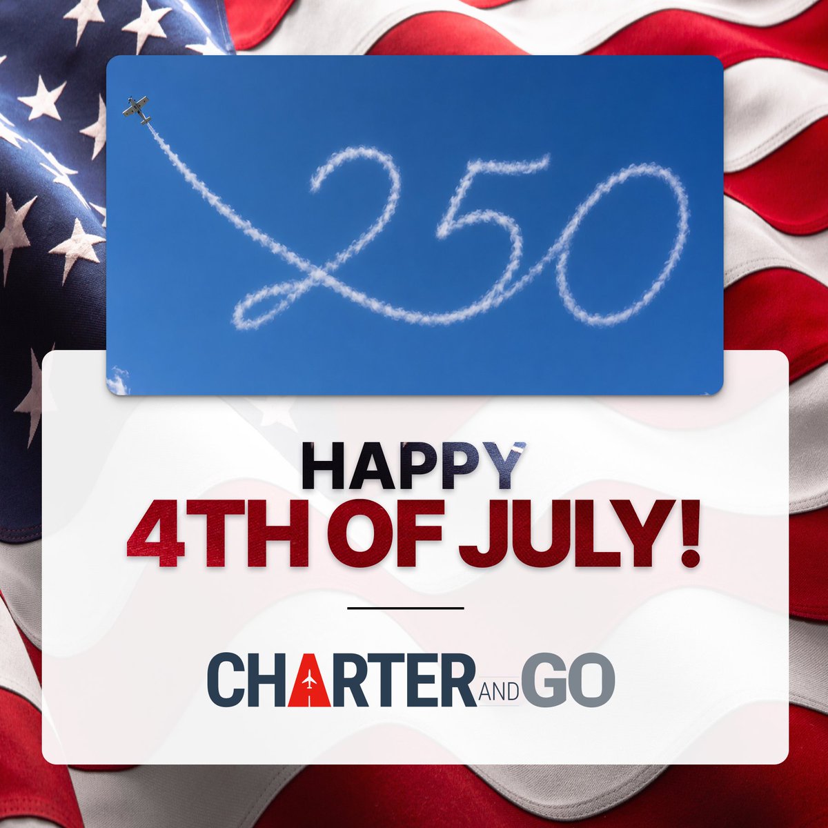 CharterAndGo's tweet photo. 🇺🇸 Happy Fourth of July from Charter and Go! Wishing everyone a safe and memorable Independence Day filled with family, freedom, and blue skies. Wherever you're headed, we hope your journey is a great one. ✈️

Learn more: https://t.co/q7vCQPspGz

#FourthOfJuly #IndependenceDay https://t.co/IgMBAWv0Ix