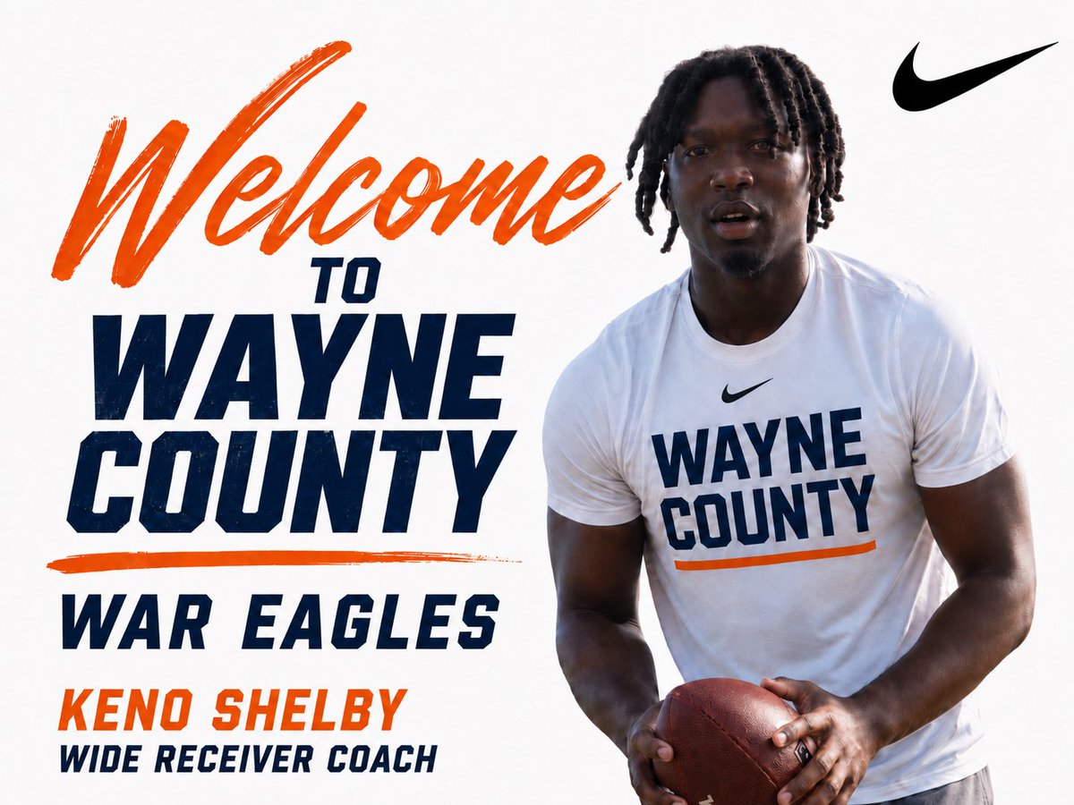 CoachLampley1's tweet photo. I would like to welcome new WR coach Keno Shelby to the War Eagle family https://t.co/XnplcPuJTS