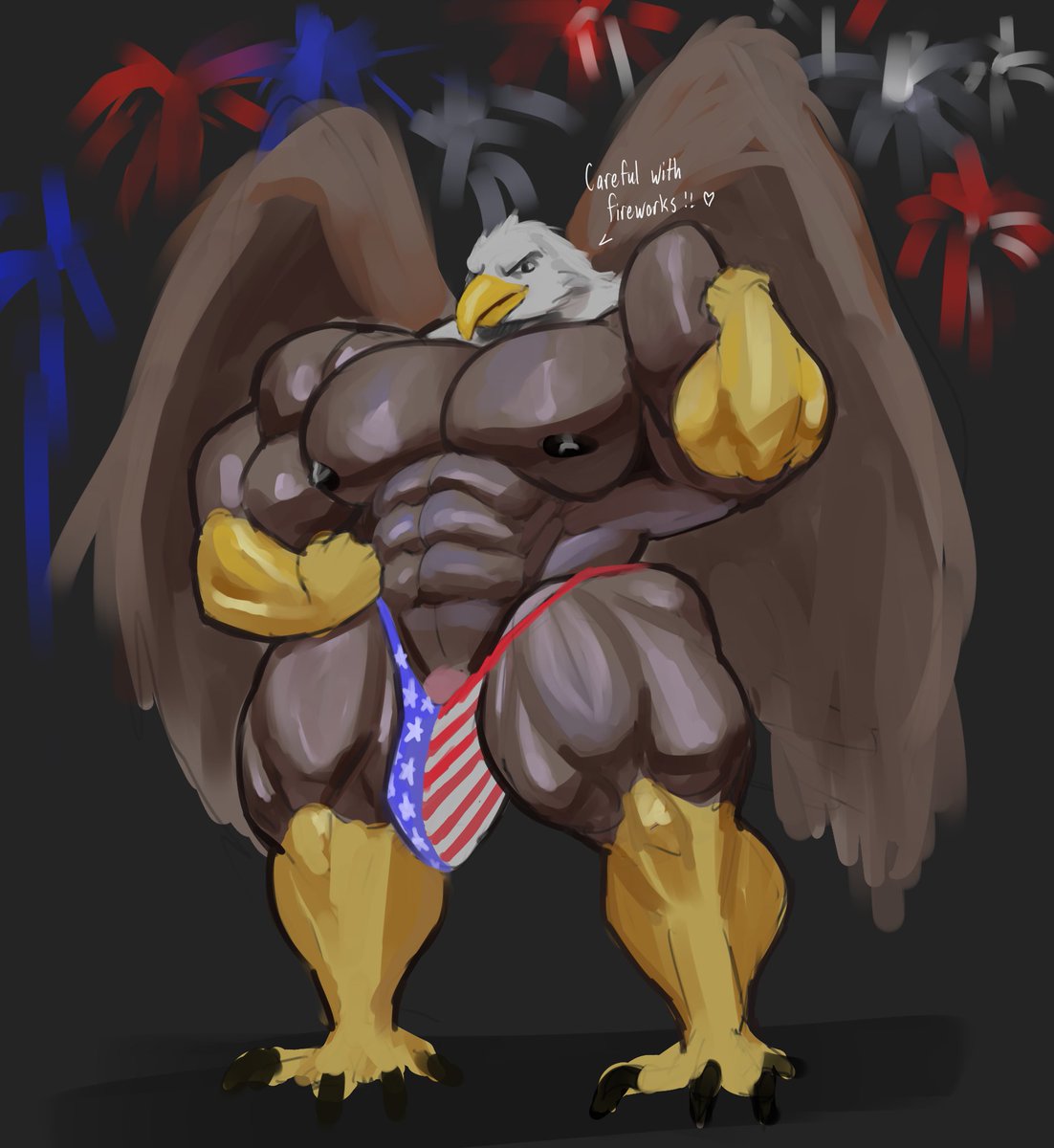 MasqueP1768's tweet photo. Did some quick obligatory art for 4th of July. He loves ya and wants you to be safe with fireworks. Have a great day! https://t.co/XWFk5Fn856