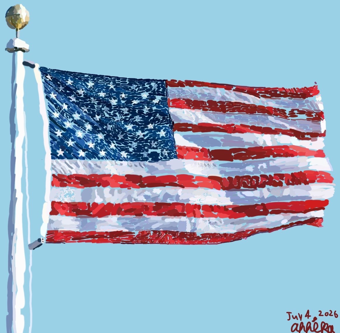 markeology's tweet photo. My autistic 13yo daughter Ani drew this for the Fourth of July / America's 250th Anniversary and asked me to share it with all of you. 

Could you help make her day extra special by liking and sharing it? https://t.co/Yar8RyjWQu