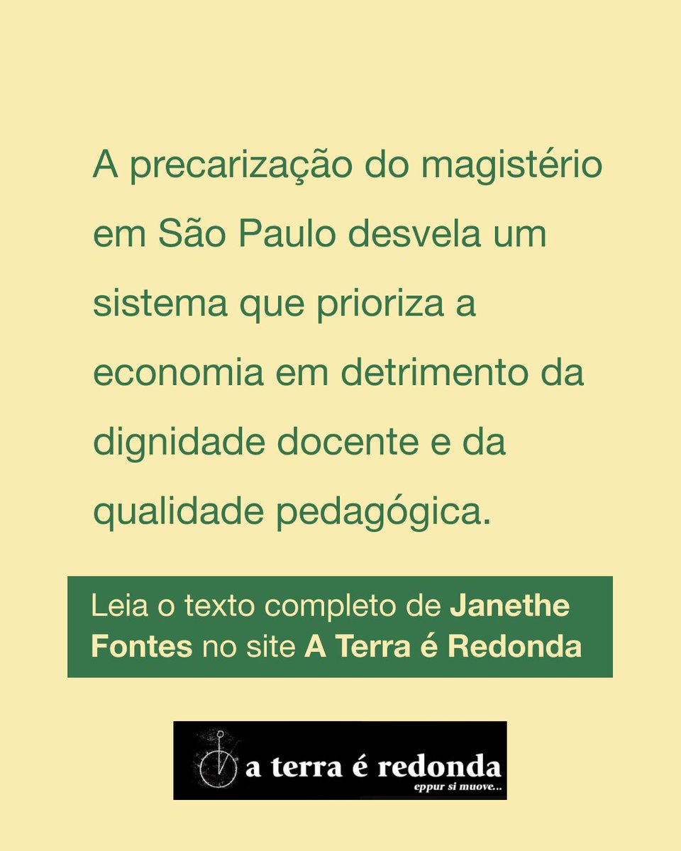 Aterraredonda1's tweet photo. A instabilidade da educação em São Paulo
Por Janethe Fontes

A precarização do magistério em São Paulo desvela um sistema que prioriza a economia em detrimento da dignidade docente e da qualidade pedagógica.

https://t.co/1OKFyE2xzi

#aterraéredonda #JanetheFontes https://t.co/ewE894ixez