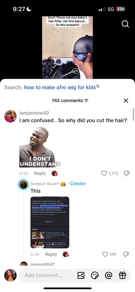 shezzzz_weird's tweet photo. You cut your baby’s hair after she clocked 1yr then use her hair to do wig for her , your reason is because google told you it signify shedding of impurity from the womb?😭😭😹 https://t.co/CTnRUdCZBq