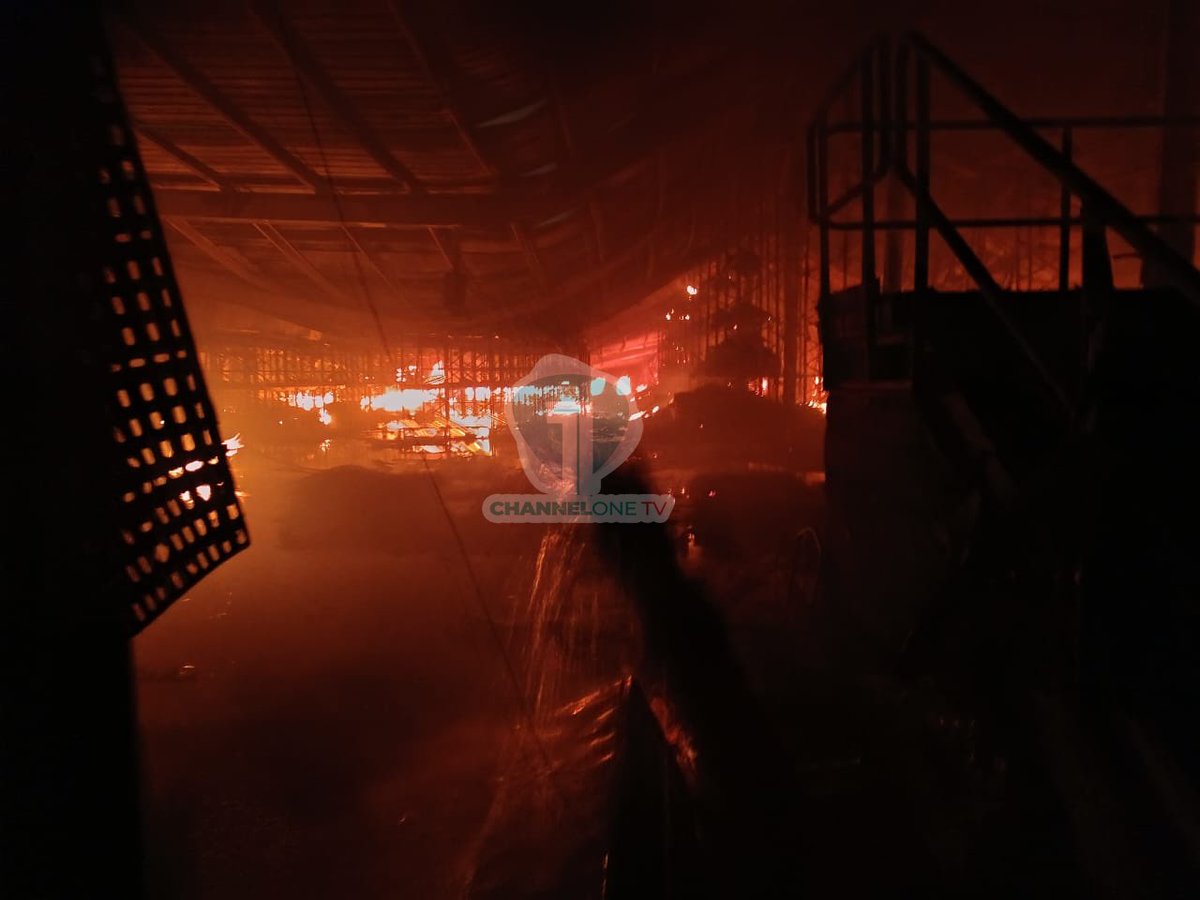 Channel1TVGHA's tweet photo. PHOTOS: A fire has broken out at the Melcom warehouse in Tema Free Zone.

The National Fire Service are currently at the scene working to contain the blaze. The cause of the fire is not yet known, and no casualties have been confirmed at this time.

#ChannelOneNews #CitiNewsroom #GhanaNews #Tema #FireOutbreak #GNFS