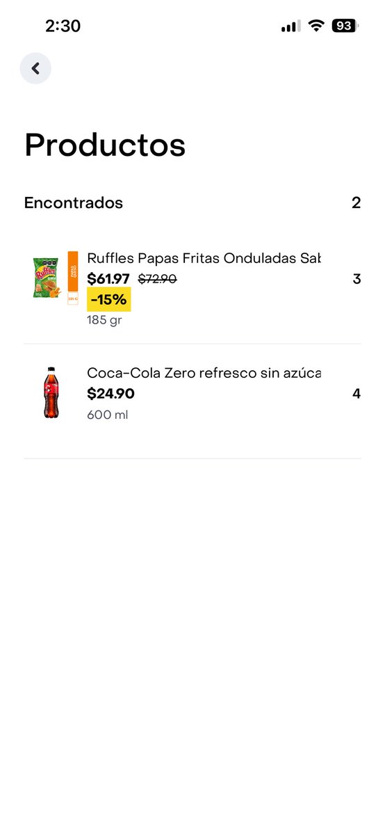 cesargzz1307's tweet photo. @RappiMexico no tengo captura de que me dedos que pagaría $13.50 estas facturas se modificaron, las cocas tenían descuento a partir de 3, los rufles estabanen 0 pesos. Sumas 4 cocas son 100 menos descuento saldrían Aprox 80 más la tarifa , menos los Rappi créditos 72 pagaría 13.5 https://t.co/3eDSXpC1Vl