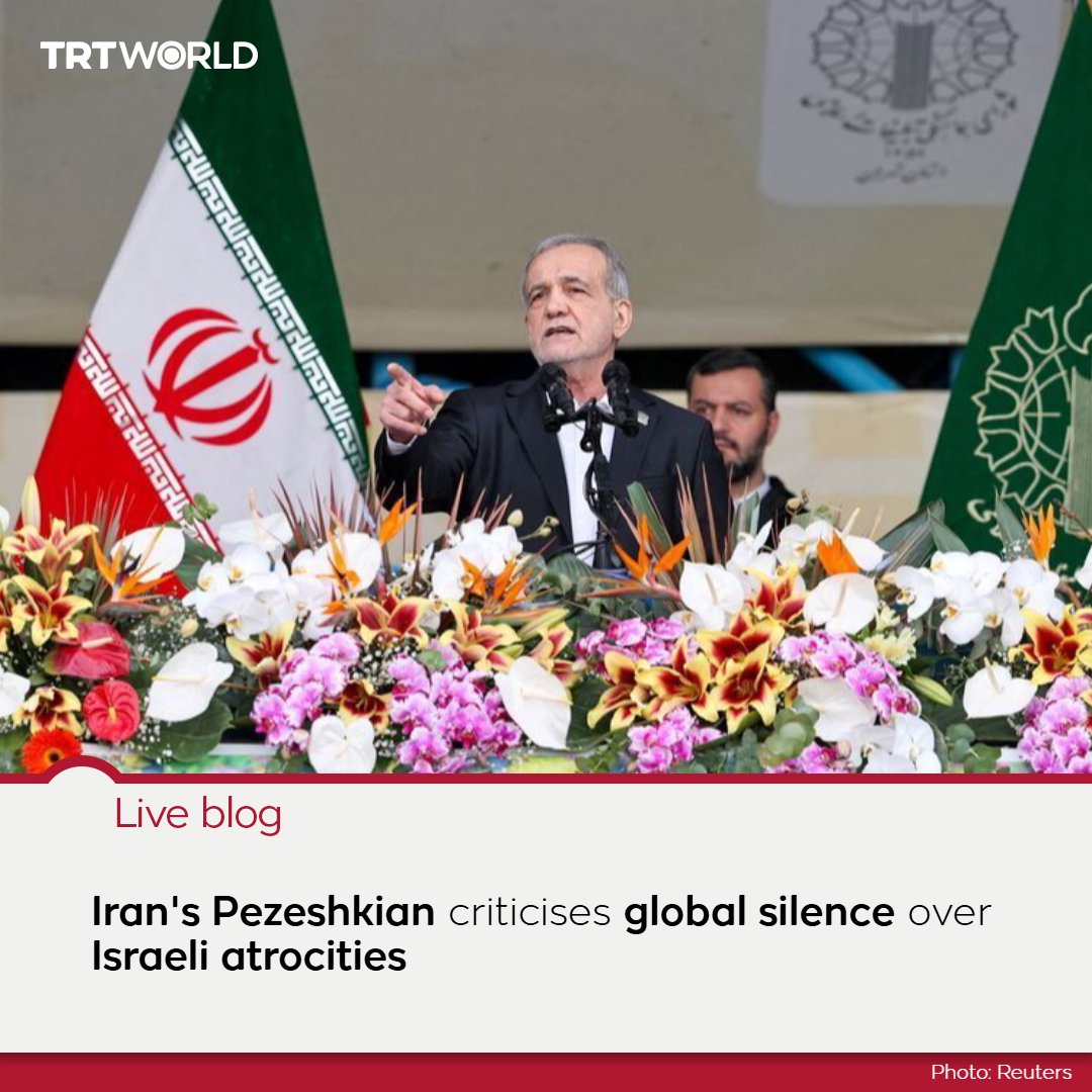 Iranian President Masoud Pezeshkian accuses international institutions of failin