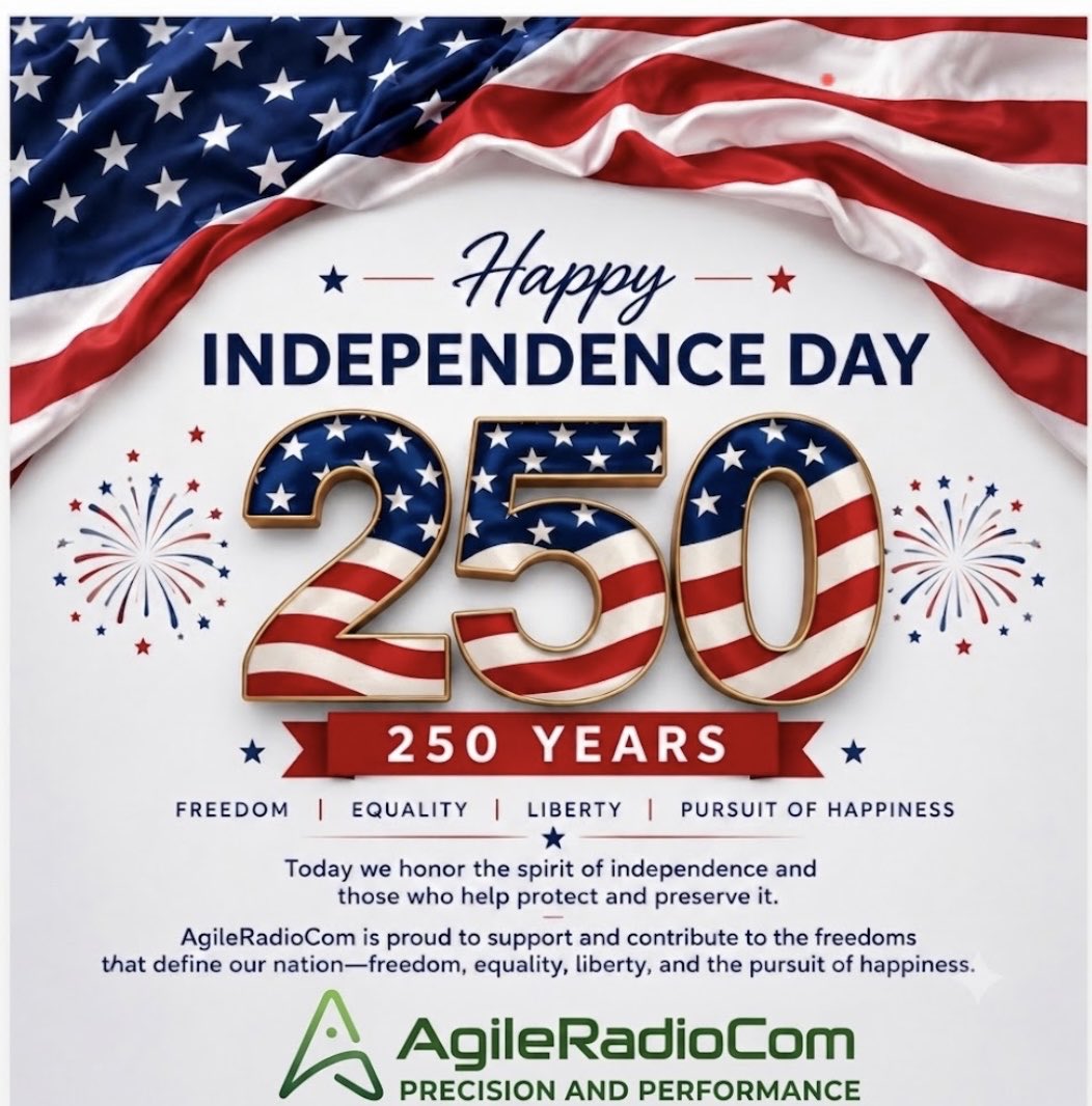Agileradiocom's tweet photo. At AgileRadioCom, we are proud to contribute to technologies that support freedom, security, and the values of liberty, equality, and the pursuit of happiness. https://t.co/kxrAOxaRV5