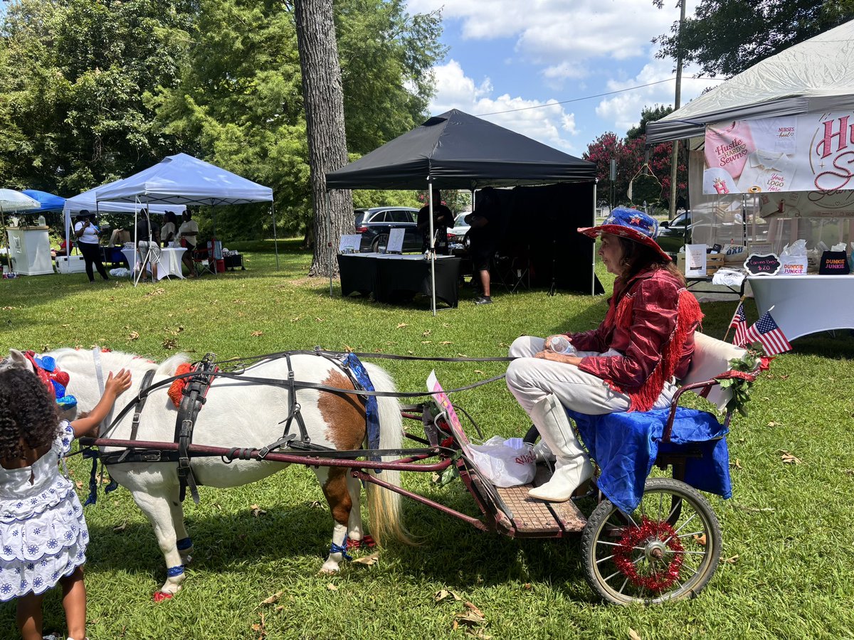NancyDegan's tweet photo. @DollyParton Happy Freedom Day!   Congrats to Nancy Degan’s miniature trick horse Cherry wins most beautifully decorated pet in Cordova Parade!  Her favorite part was eating watermelon! https://t.co/QX4HhSOHPp