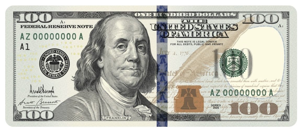 Polymarket's tweet photo. BREAKING: Treasury officially unveils U.S. bills bearing Trump’s signature for America’s 250th birthday. https://t.co/6yWXrr6bR0