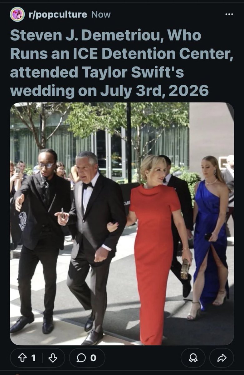 VampireNoema's tweet photo. Taylor: “Run an ICE detention facility to attend my wedding.”

Steven J. Demetriou: https://t.co/gKTHGEmhz4