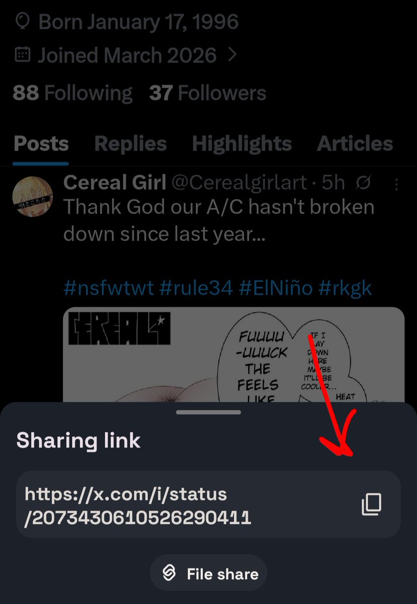 Cerealgirlart's tweet photo. Apparently you can't copy a link in mobile and put it in a browser anymore? But this only applies to explicit images? 

FIX YOUR FUCKING APP ELON https://t.co/nfqYrtKMtC