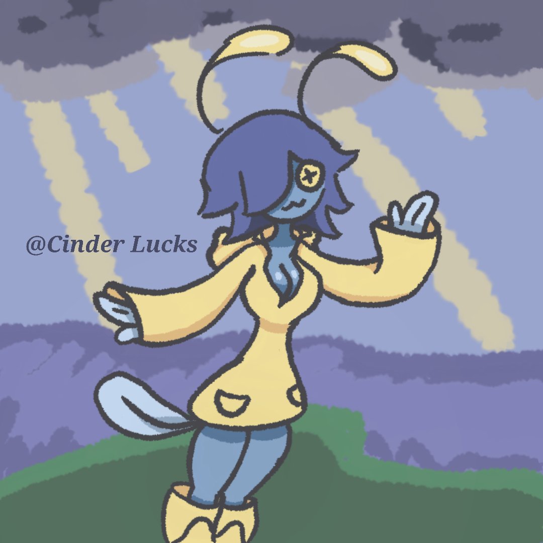 CinderLucks's tweet photo. My new baby gurl Lumi the chinchou! It's her birthday today! (I made her early in the morning on a whim). She's up on art fight if you want to attack her! #pokemon #pokegirl #gijinka #artfight https://t.co/KqmUtt8PpP