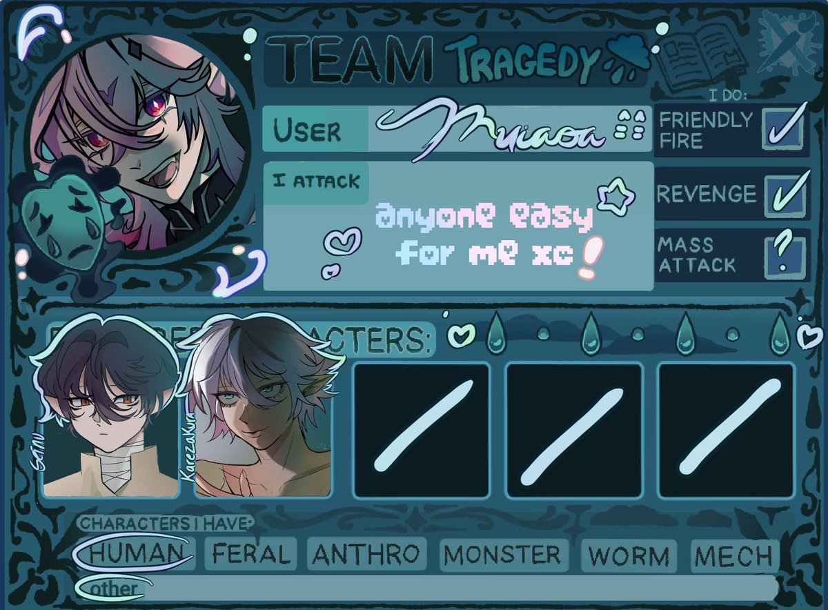 Nekomuiart's tweet photo. GUYS GO FOLLOW ME ON ARTFIGHT! ITS MY FIRST YEAR EVER 
#artfightㅤ  #teamtragedy https://t.co/VvWUDKZkFR