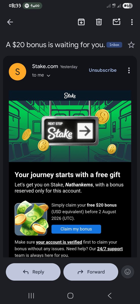 xnft_nathan's tweet photo. Free $20 on Stake for eligible users.

Not everyone qualifies, so check if you're eligible.

If you've had a Stake account before, check your email, you may already have a claim waiting.

#Stake https://t.co/P81osZ4p6B