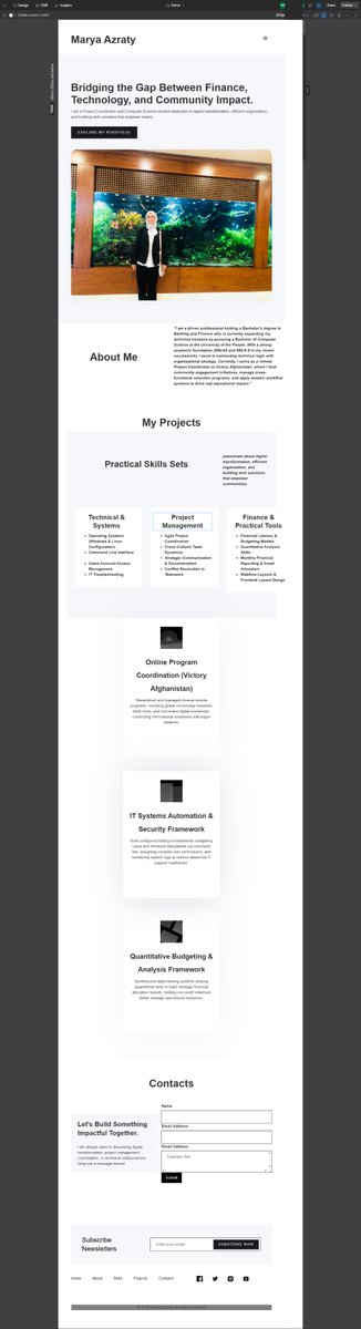 MaryaAzraty's tweet photo. I'm thrilled to share a responsive layout portfolio website using Webflow. π±π»
I want to extend my sincere gratitude to our kind and hardworking instructors, @Wajiha_Niazi and @f_forough, for providing us with such an amazing learning opportunity! πβ¨
#WebDesign #CodeToInspire https://t.co/YilTs9J9Bo