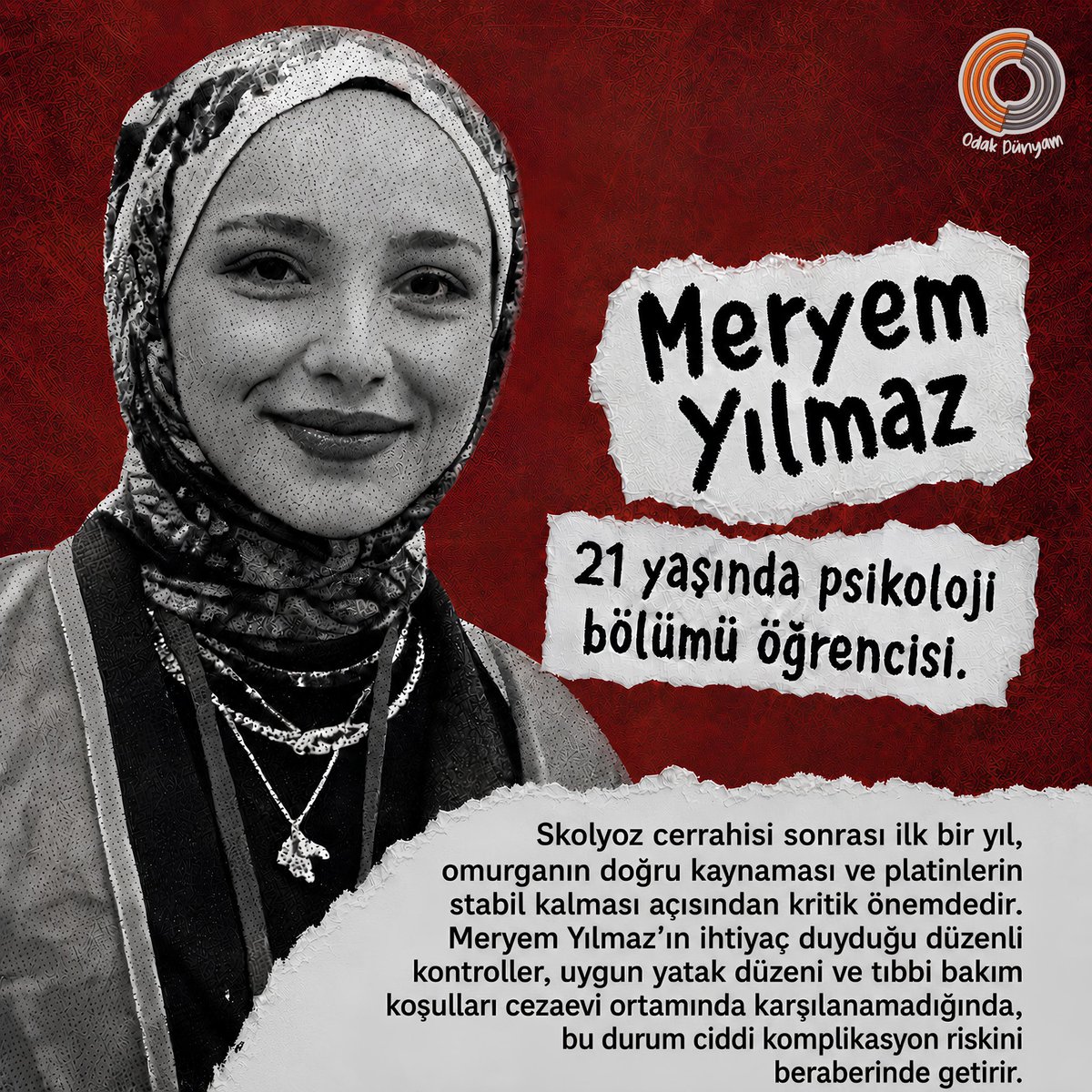 fikretkaplan99's tweet photo. Ailecek bayramlarını Bosna Hersek’te geçirdikleri için bu kadar ağır durumu olan bir üniv.öğrencinin esaret altında tutulması tam bir cinnet göstergesi. 

Tutuklanan komedyen kadar bu masum kızcağızın sesi duyulmuyorsa insanlık adına büyük sükut var! 

HastaTutuklu ÖğrenciMeryem https://t.co/pMBQt73s0F