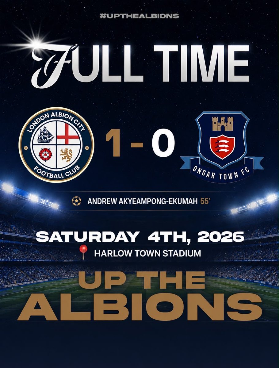 lacfc_'s tweet photo. 🏆 FIRST WIN IN CLUB HISTORY.

A few months ago, we were just an idea. Today, we won our first-ever match.

Thank you to @ongartown for the friendly. Congratulations to @coachrafaz22 and the lads on a historic first win.

Up the Albions. 🔥🦁

#UpTheAlbions #LondonAlbionCityFC https://t.co/CpzSsjAAtQ