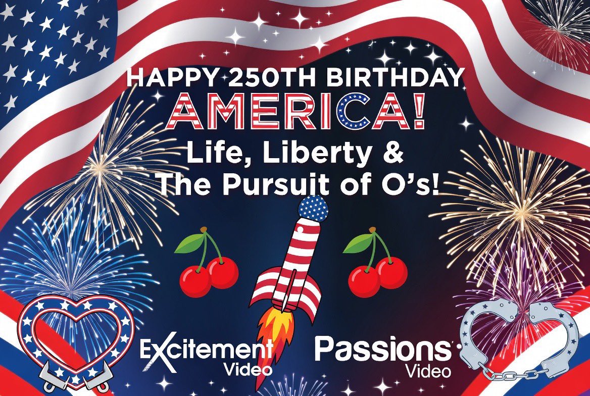 AdultsOnlySC's tweet photo. 🇺🇸 Happy 250th Birthday, America!
We’re celebrating the birth of the greatest nation by exercising our right to… vibrate freely. From red, white &amp; blue vibes to fireworks that really make you see stars, on Independence Day we’re all about life, liberty, and the pursuit of the O! https://t.co/BeJmQ2uZRP