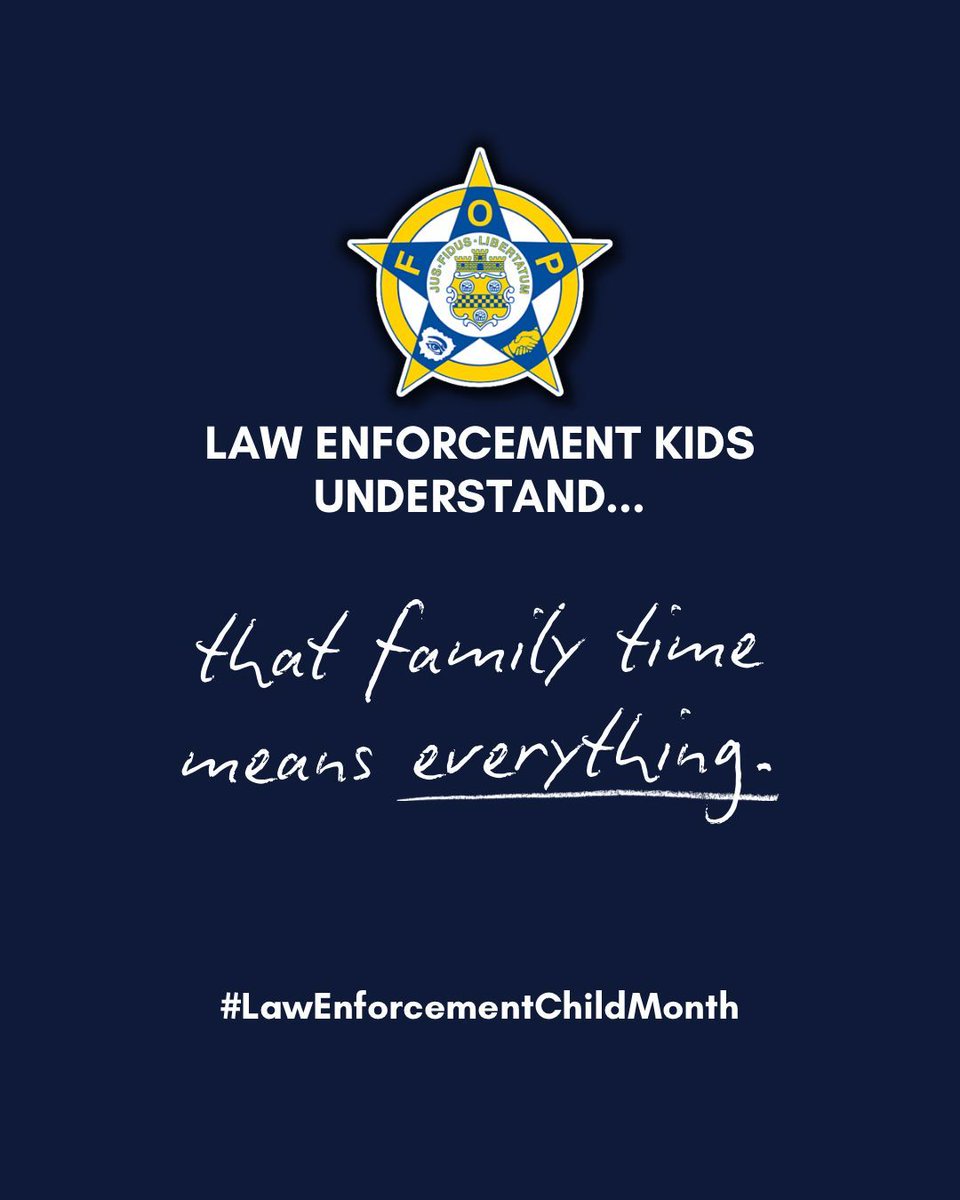 GLFOP's tweet photo. When schedules are unpredictable, every moment together matters. Law enforcement children often learn to appreciate quality time in a way that lasts a lifetime.

The National Fraternal Order of Police is proud to partner with @gratitudeinitiativeofficial for Law Enforcement Child Month.

Learn more at https://t.co/84gp86b3qd.

#LawEnforcementChildMonth #LECM #FOPStrong #PoliceFamily #LawEnforcementFamily