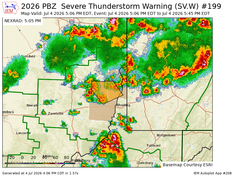 PBZ issues Severe Thunderstorm Warning [wind: 60 MPH (RADAR
