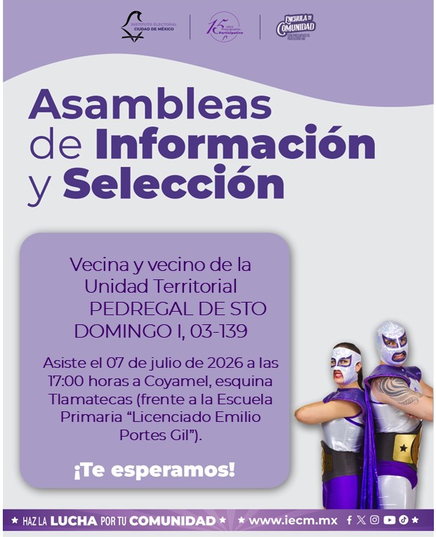 Distrito26_IECM's tweet photo. ¡Atención! 

Se celebrarán las Asambleas de Información y Selección para dar a conocer los proyectos ganadores del Presupuesto Participativo 2026 y 2027 y se conformarán los Comités de Ejecución y Vigilancia para ambos ejercicios fiscales.  

Consulta: https://t.co/eEwj22jWXt https://t.co/pKOJg4sfer