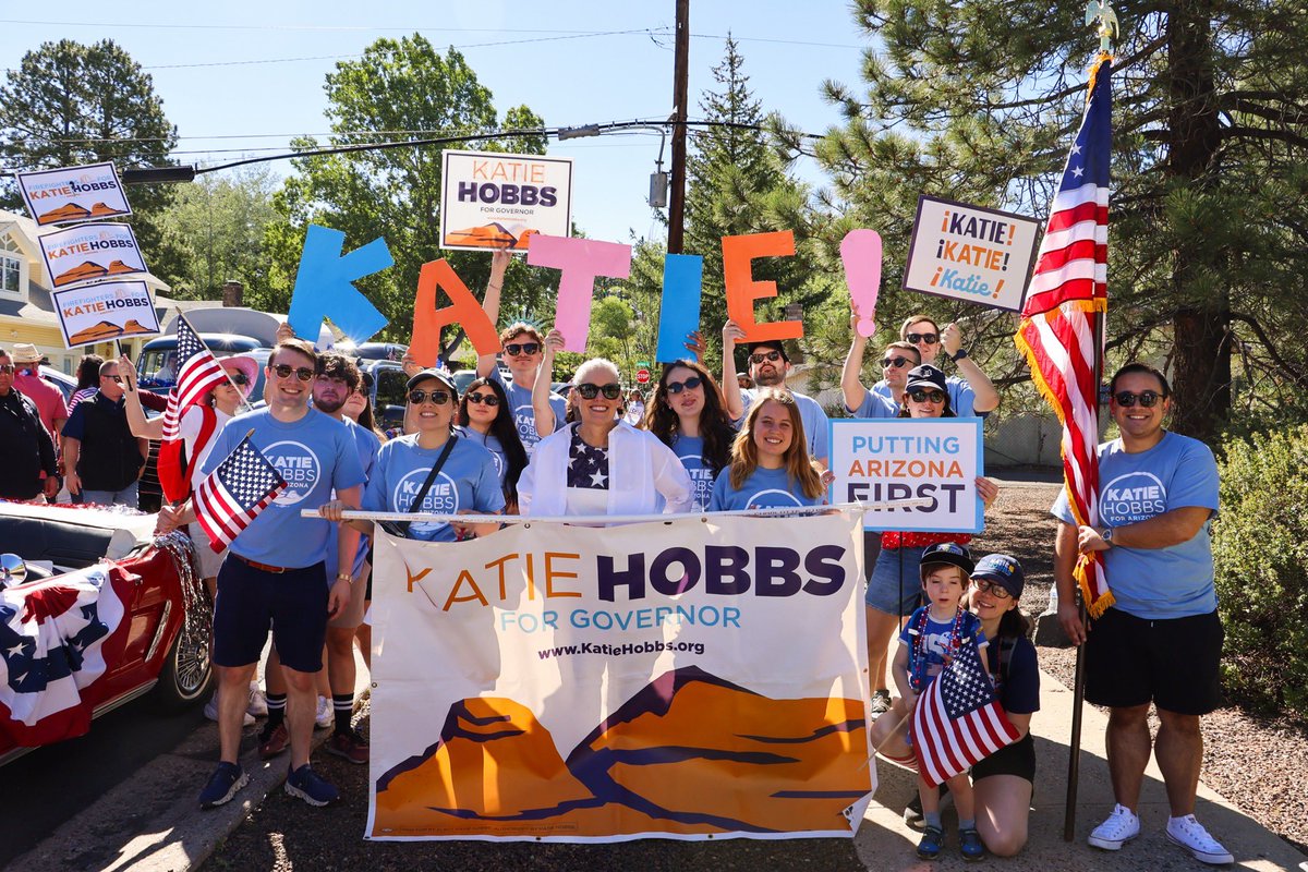 katiehobbs's tweet photo. A run, a parade, and a visit with the Coconino Democrats makes for a perfect Flagstaff 4th of July 🇺🇸 https://t.co/L6L7OEeWsy