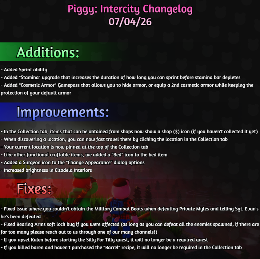 Piggy_News's tweet photo. 🏔UPDATE🏔
MiniToon released a new update for Intercity that includes Sprinting and more!
Here's the Update Log. https://t.co/onT532AOaT