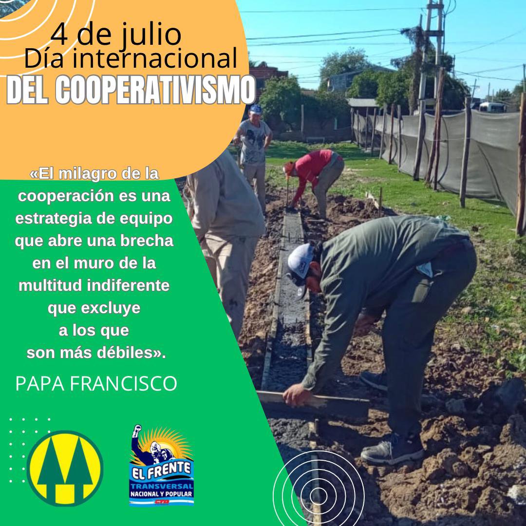 FTransversalNac's tweet photo. En el Día Internacional del
Cooperativismo reafirmamos la solidaridad, el compromiso y la igualdad como pilares fundamentales contra la especulación, la fragmentacion y el individualismo que propone el neoliberalismo 

#EconomíaSolidaria
#MemoriaYFuturo
#LaSalidaEsColectiva https://t.co/Xstuxfe6Qr